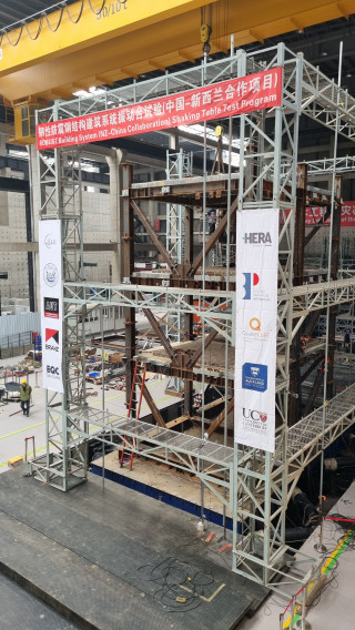 The three storey model tested by NZ and Chinese engineers on the earthquake shake table in Shanghai