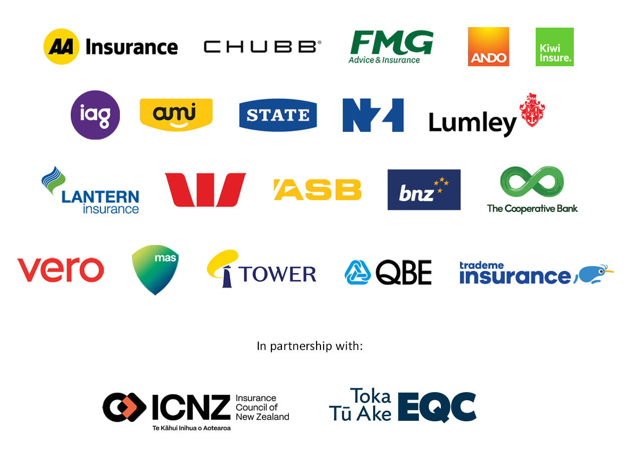 Logos of insurers represented by Toka Tū Ake's nine partners