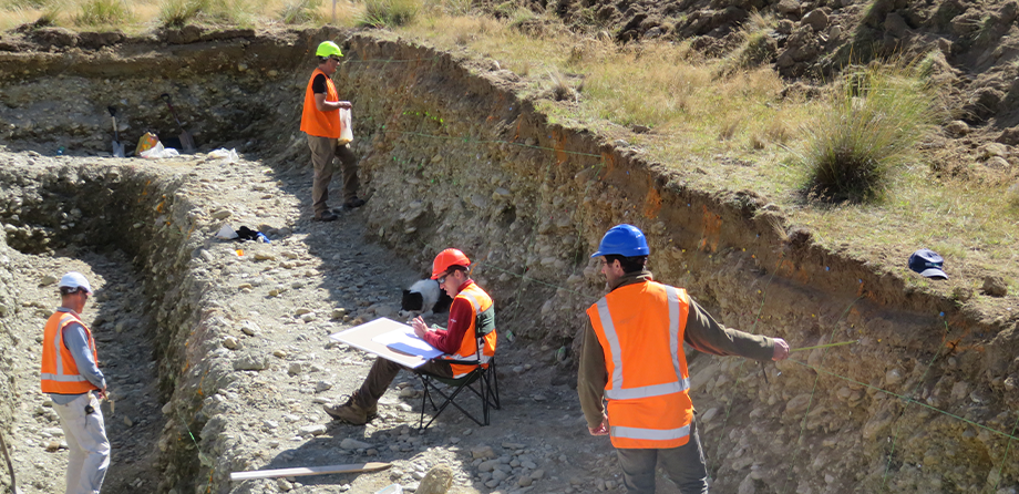 Otago Univsersity scientists trenching at Nevis Rise in West Otago