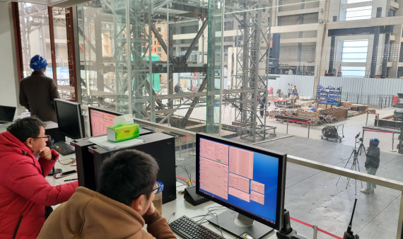 Researchers analyse the test results at the earthquake laboratory in Shanghai