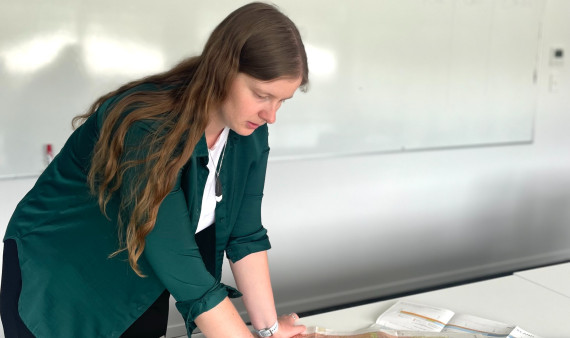 Dr Lauren Vinnell planning locations for the survey on perceptions of seismic hazard in the Auckland region.