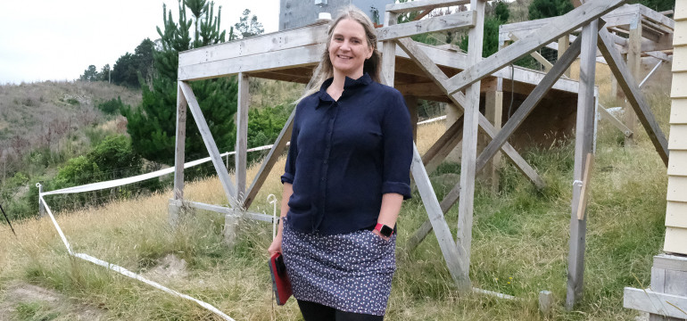 EQCs Jo Horrocks in front of the test site.