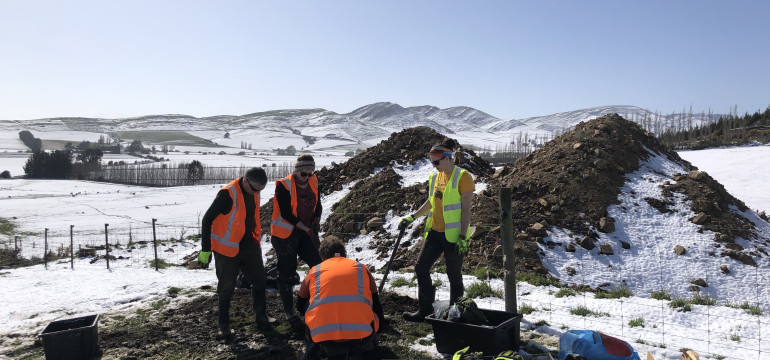 Installing seismometers during a winter blast provided some new challenges for the team.